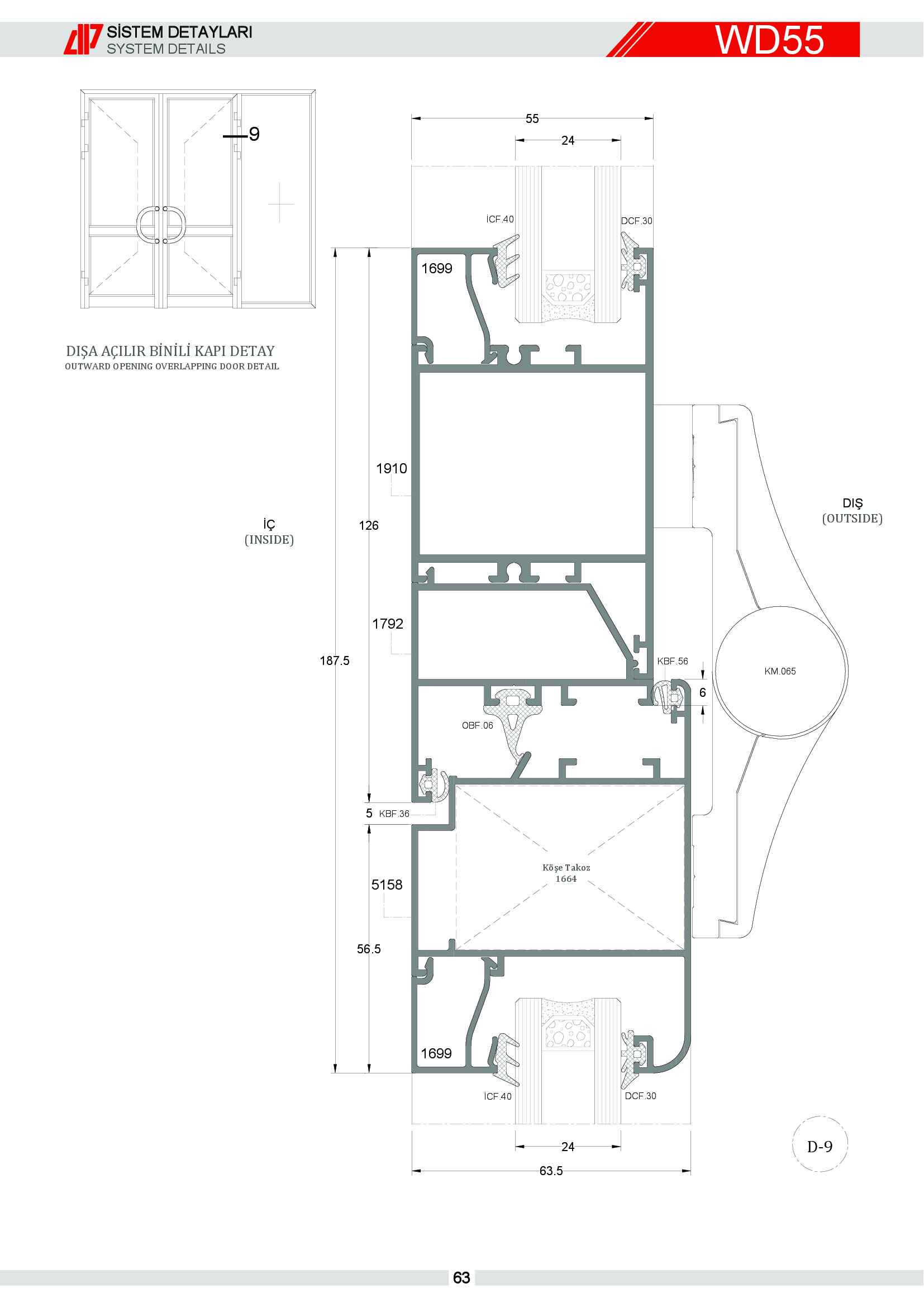 S 55 Yalıtımsız Alüminyum 63